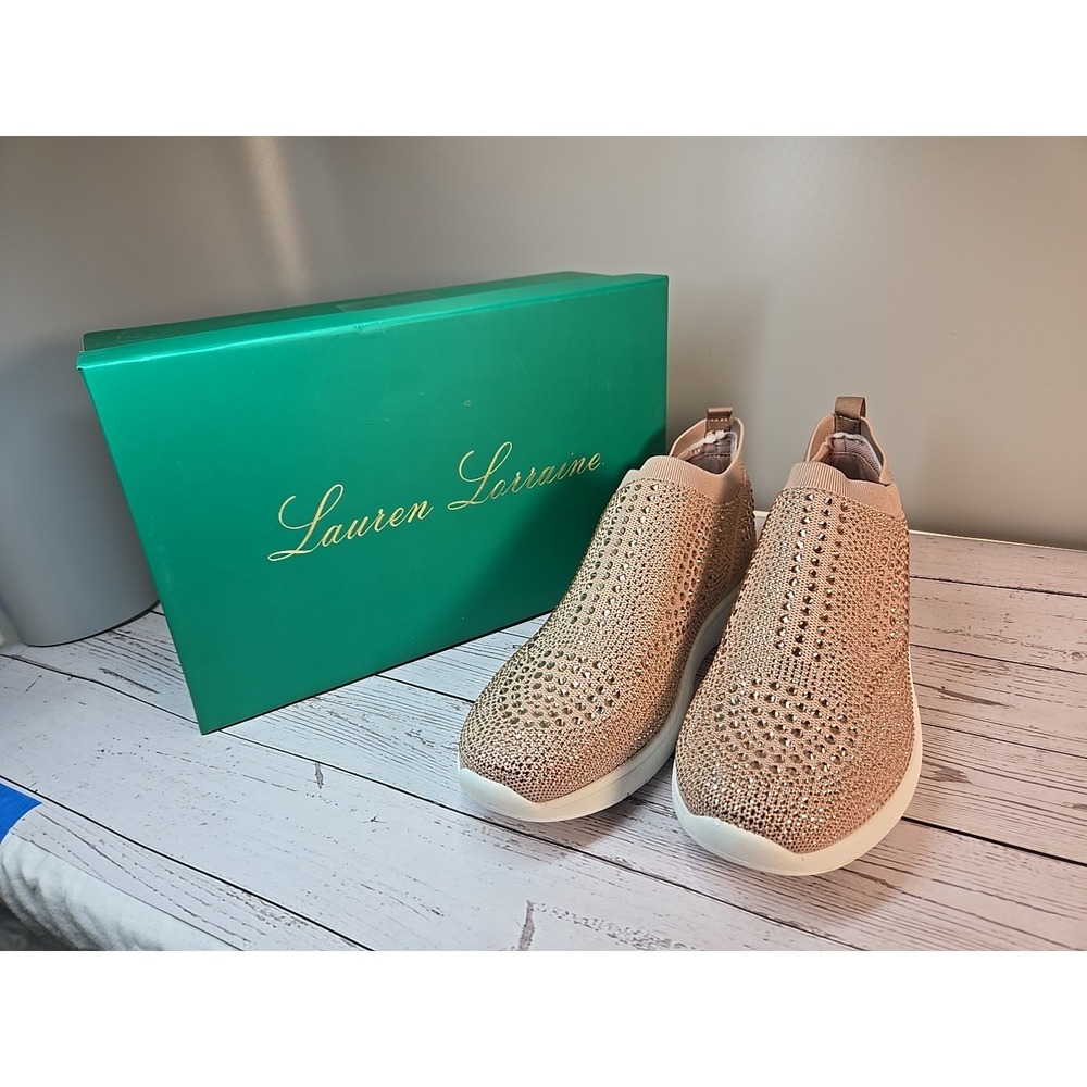 Lauren Lorraine Carin Women's Size 11‎ Rose Gold Slip-On Sneakers Shoes Bling